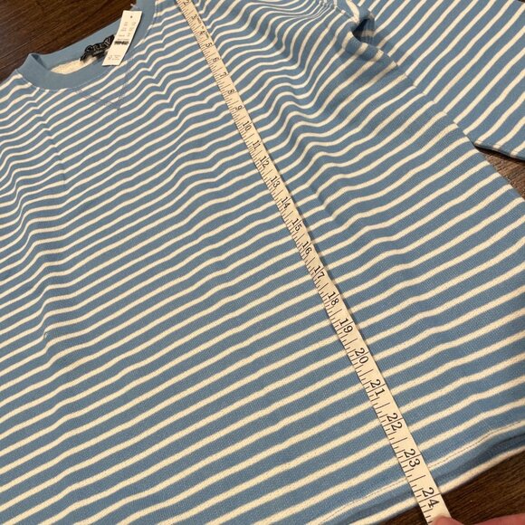 NWT FLAWED J.Crew Sz XS Heritage Terry Relaxed Crewneck Sweatshirt Blue Stripe - Picture 8 of 10